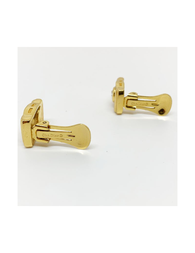 Boucles d'oreille clips DIOR Vintage dorés et strass