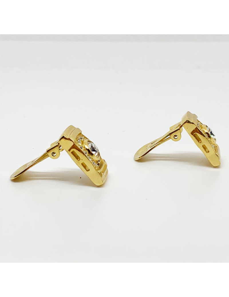 Boucles d'oreille clips DIOR Vintage dorés et strass