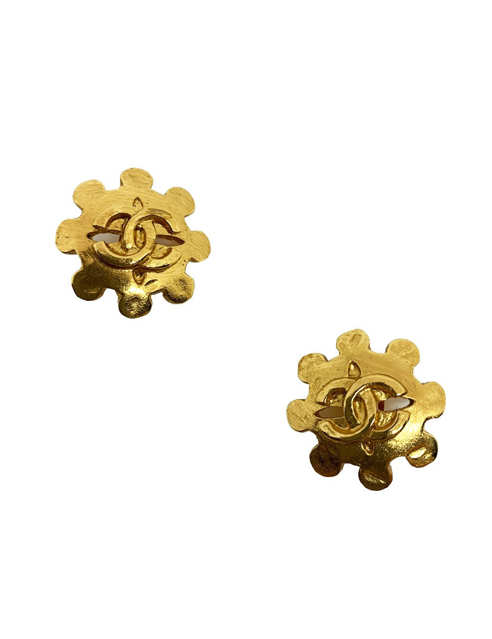 Boucles d'oreille vintage CHANEL clips dorés 