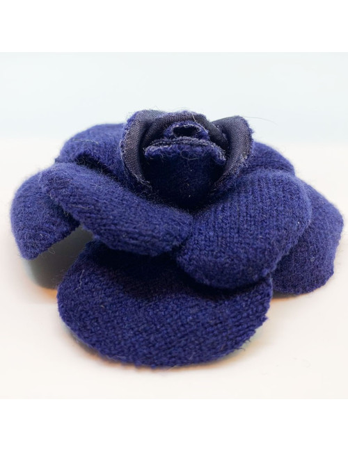 CHANEL Blue Camellia Brooch
