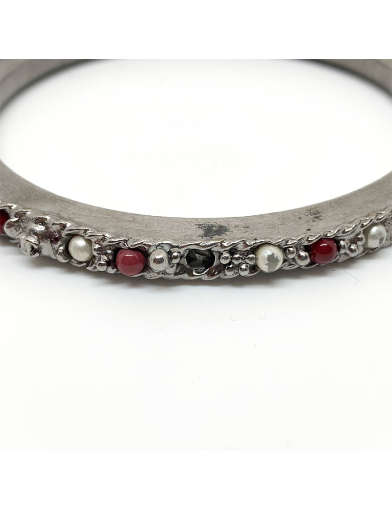 CHANEL silver, ruby and pearly beads 3 bracelet set