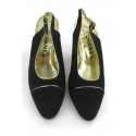 CHANEL shoes in satin black and edged Golden T 6.5