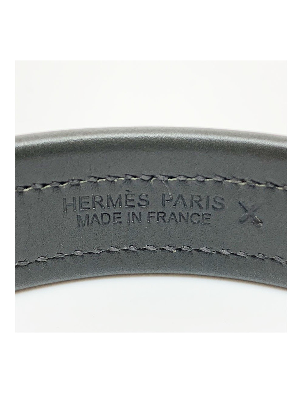 Bracelet vert HERMES en veau, toile et laiton