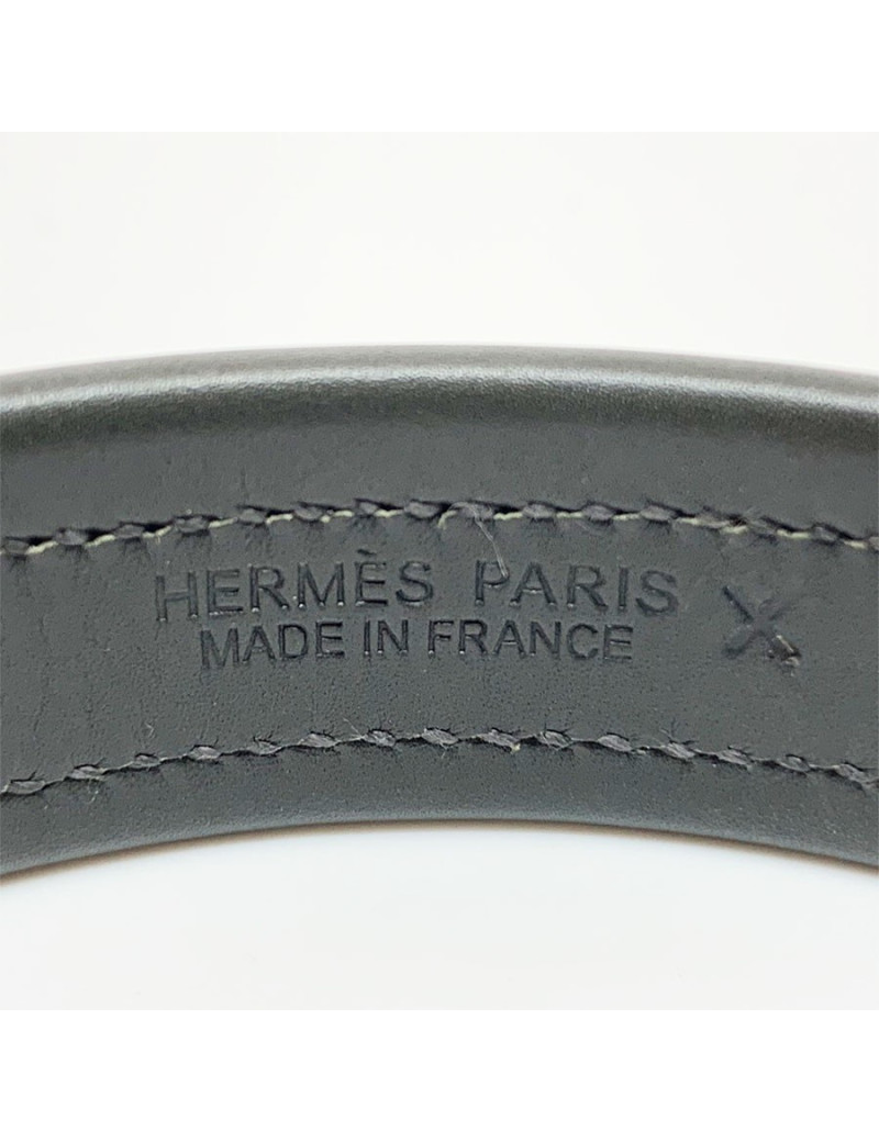 Bracelet vert HERMES en veau, toile et laiton
