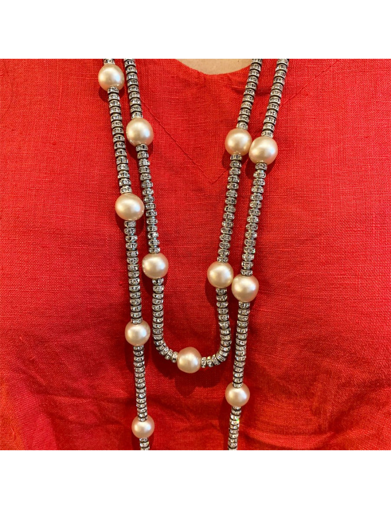 Sautoir Chanel strass et perles