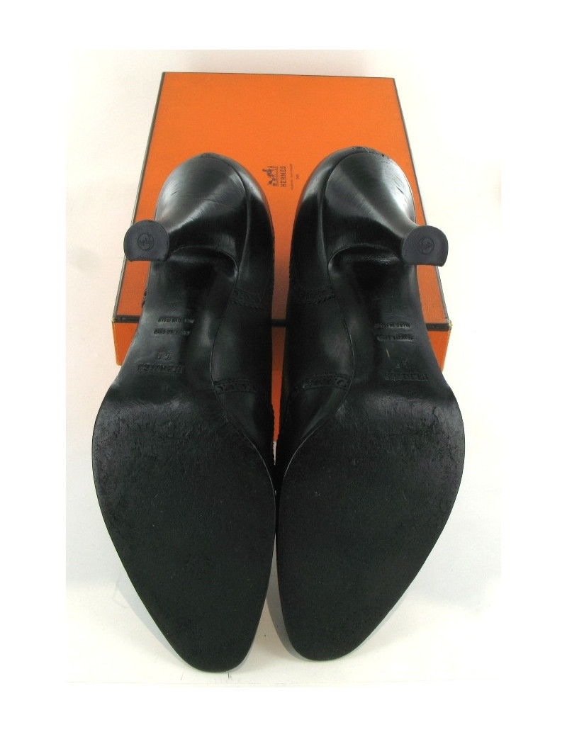Escarpins HERMES en cuir perforé noir T 40