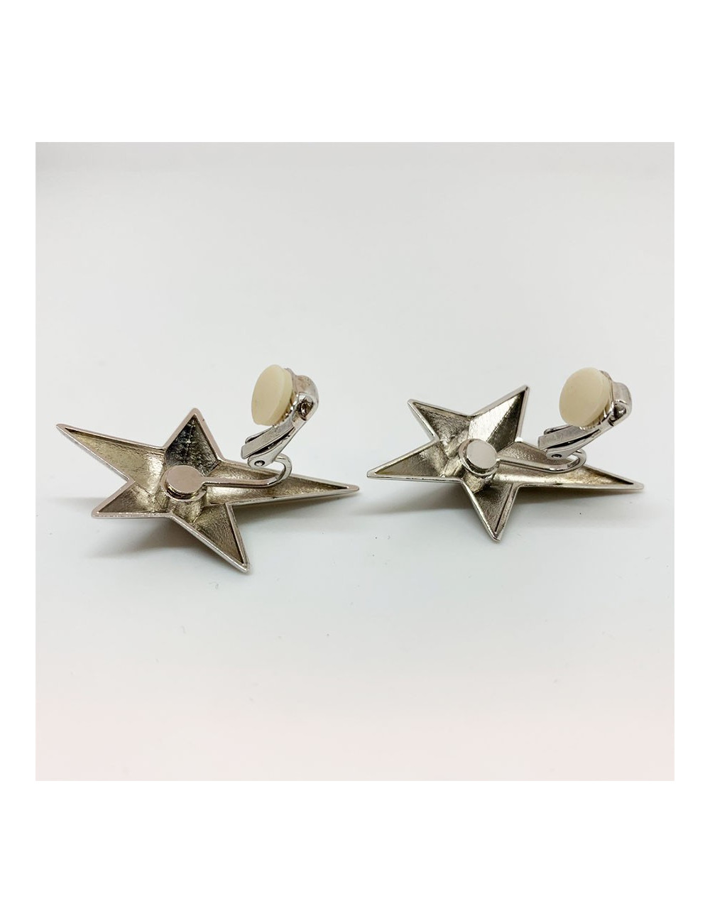 Parure MUGLER clips et broche en métal argenté Vintage