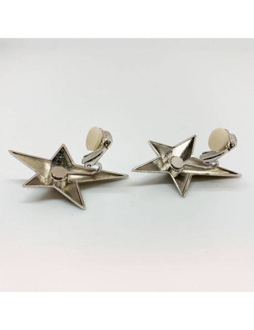 Parure MUGLER clips et broche en métal argenté Vintage