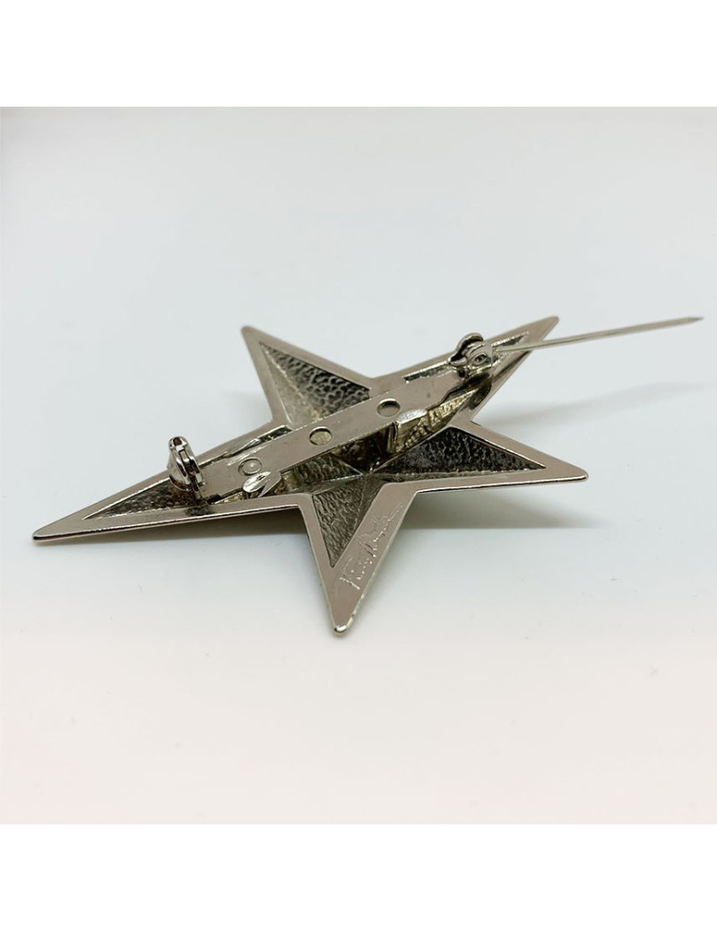 Parure MUGLER clips et broche en métal argenté Vintage