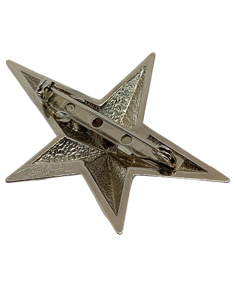 Parure MUGLER clips et broche en métal argenté Vintage