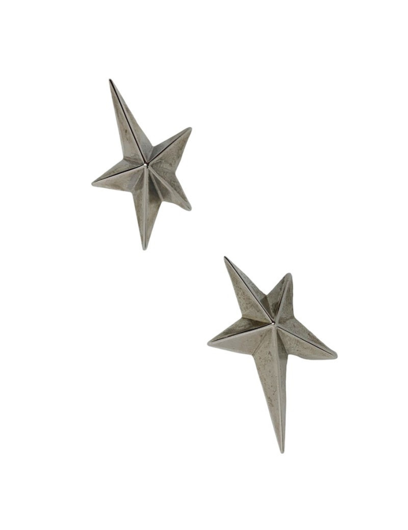 Parure MUGLER clips et broche en métal argenté Vintage