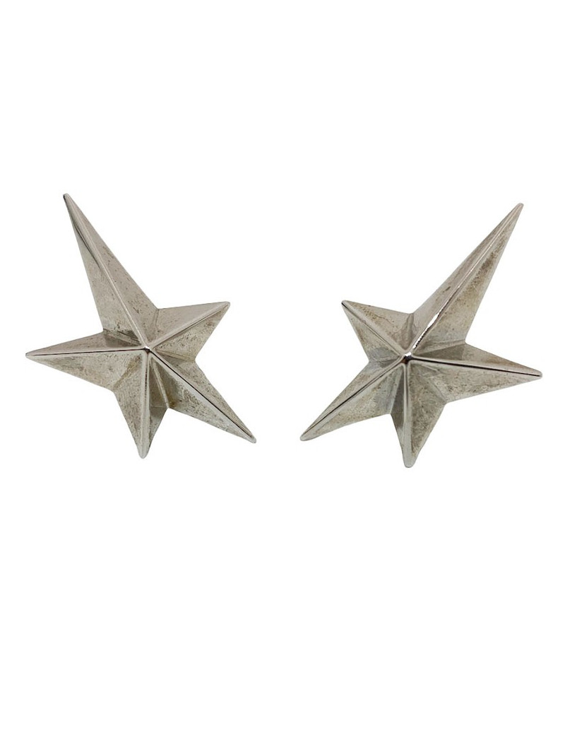 Parure MUGLER clips et broche en métal argenté Vintage