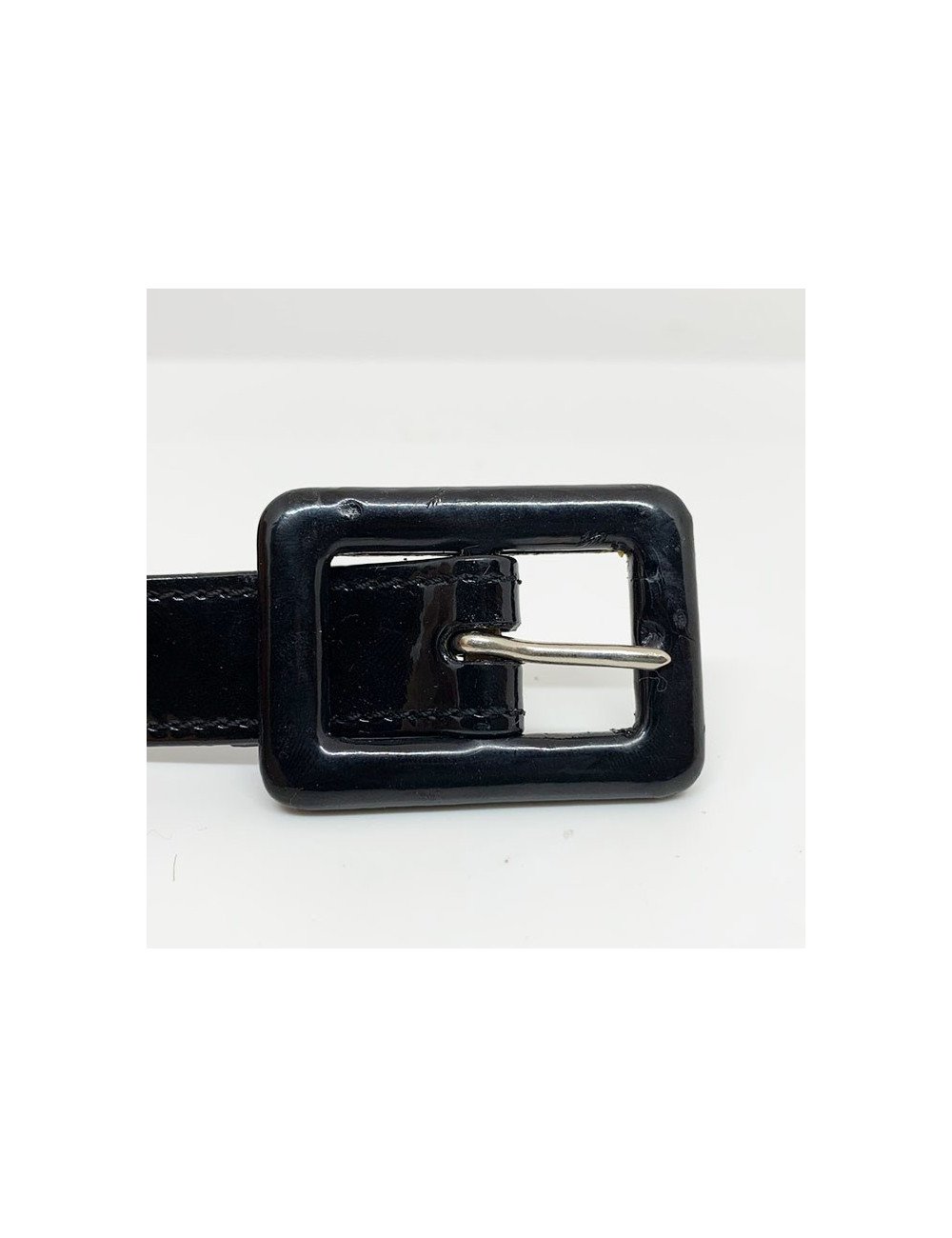 Ceinture T 70 CHANEL cuir noir verni Vintage
