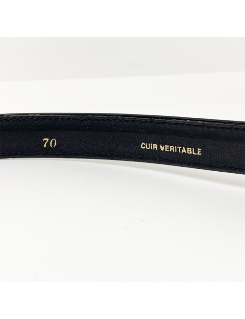 Ceinture T 70 CHANEL cuir noir verni Vintage