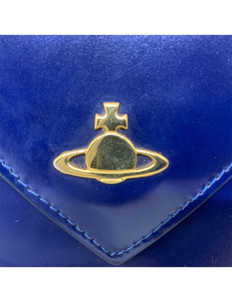 Pochette VIVIENNE WESTWOOD cuir verni bleu roi
