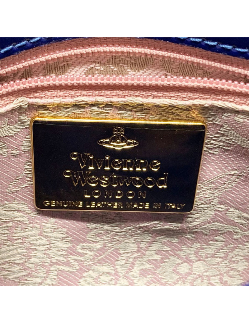 Pochette VIVIENNE WESTWOOD cuir verni bleu roi