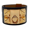 Bracelet HERMES collier de chien cuir box noir