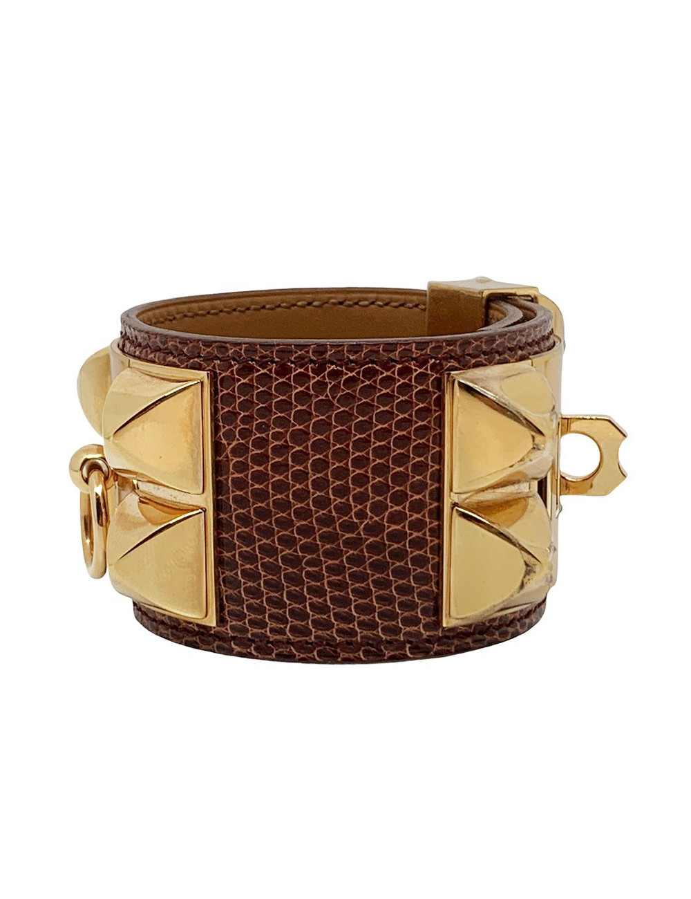 Manchette collier de chien HERMES lezard lisse etrusque