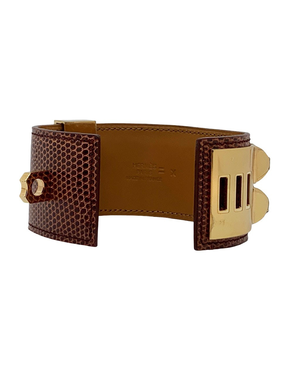 Manchette collier de chien HERMES lezard lisse etrusque