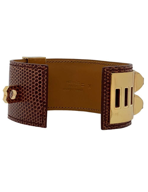 Manchette collier de chien HERMES lezard lisse etrusque