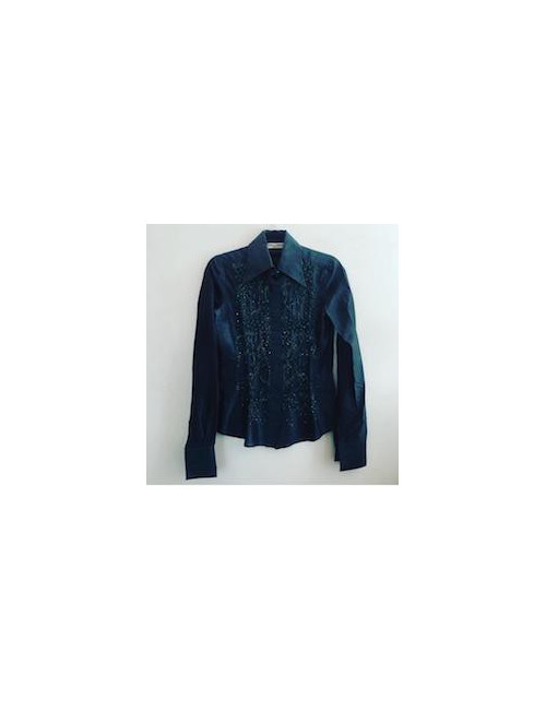 Blouse T 40  DOLCE & GABBANA en soie verte et broderies