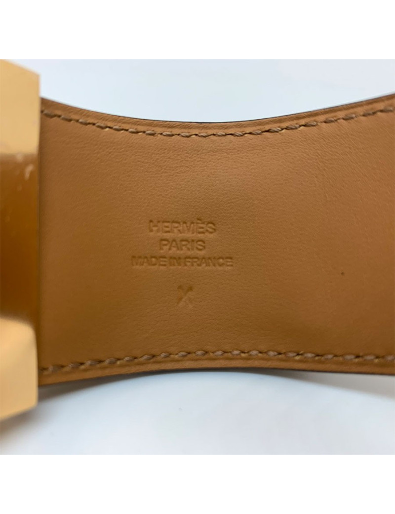 Bracelet collier de chien HERMES noir en cuir de veau