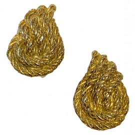Boucles d'oreille clips Vintage DIOR en cordages dorés 