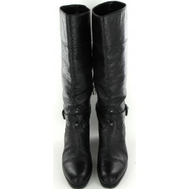 T 40 iridescent grained leather black PRADA boots
