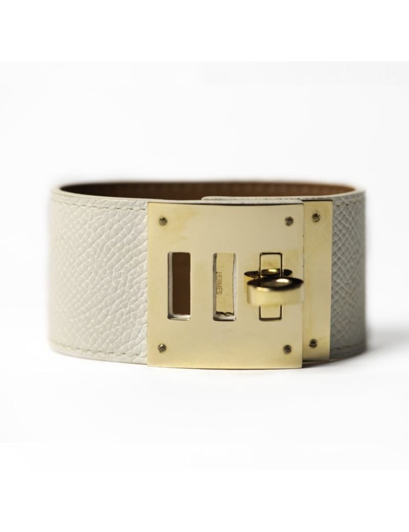 Bracelet HERMES Kelly Dog beige en cuir epsom