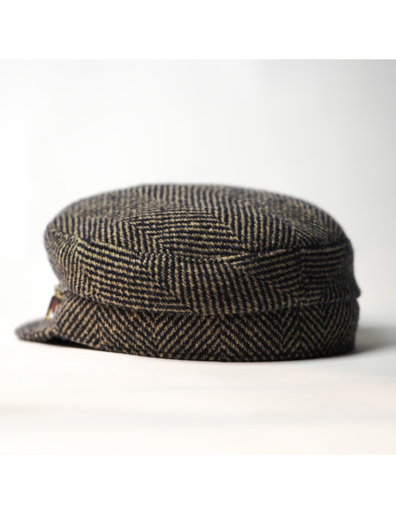 Casquette CHANEL T57 chevrons beige et bleu