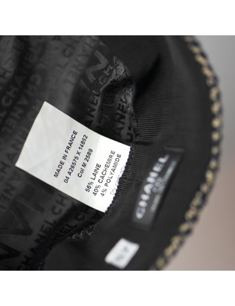 Casquette CHANEL T57 chevrons beige et bleu