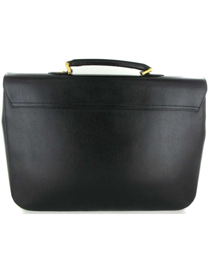 Malette CHRISTIAN DIOR en cuir noir et bijouterie métal doré