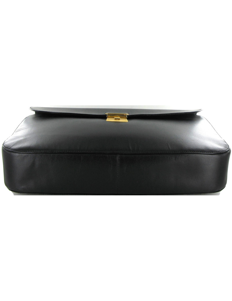 Malette CHRISTIAN DIOR en cuir noir et bijouterie métal doré