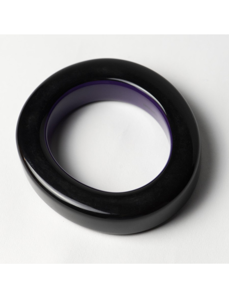 Bracelet HERMES bois laqué Ariodante noir et violet