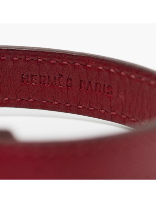 xxx Bracelet HERMES clou de selle cuir cerise