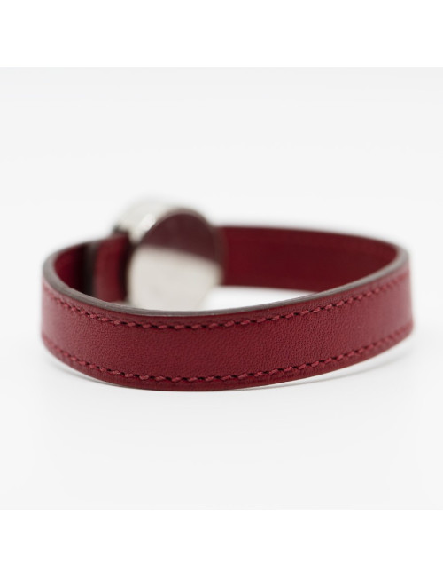 xxx Bracelet HERMES clou de selle cuir cerise