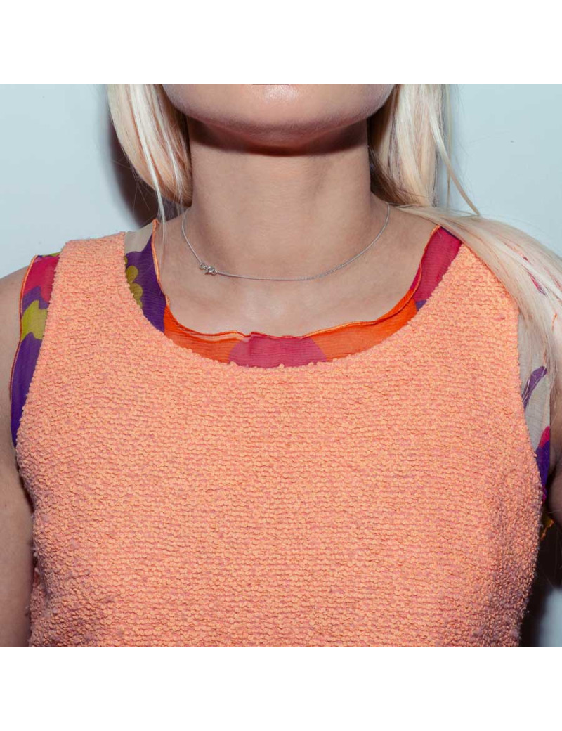 Ensemble CHANEL T 38 top et jupe corail