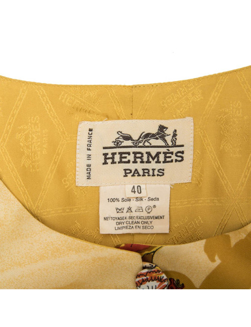 Gilet HERMES T 40 FR soie  "Cirque Molier"