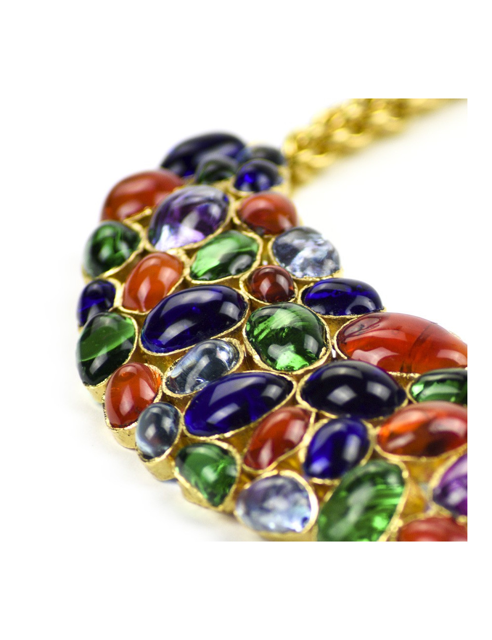 Plastron CHANEL pâte de verre multicolore couture