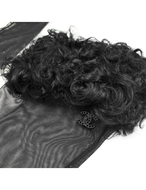 Gants noirs CHANEL TU voile et agneau 