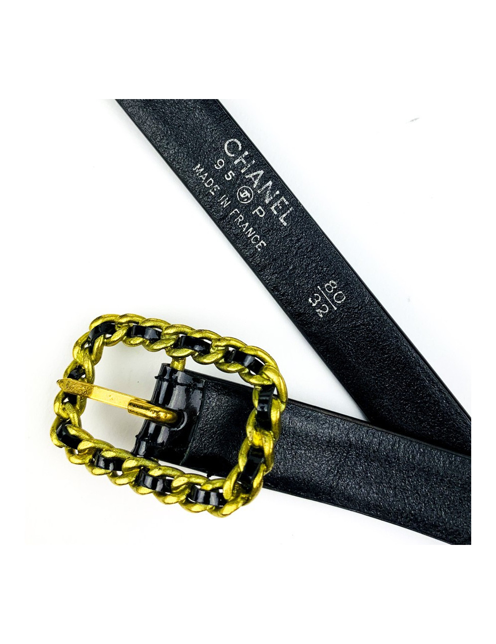 Ceinture fine CHANEL noire T80