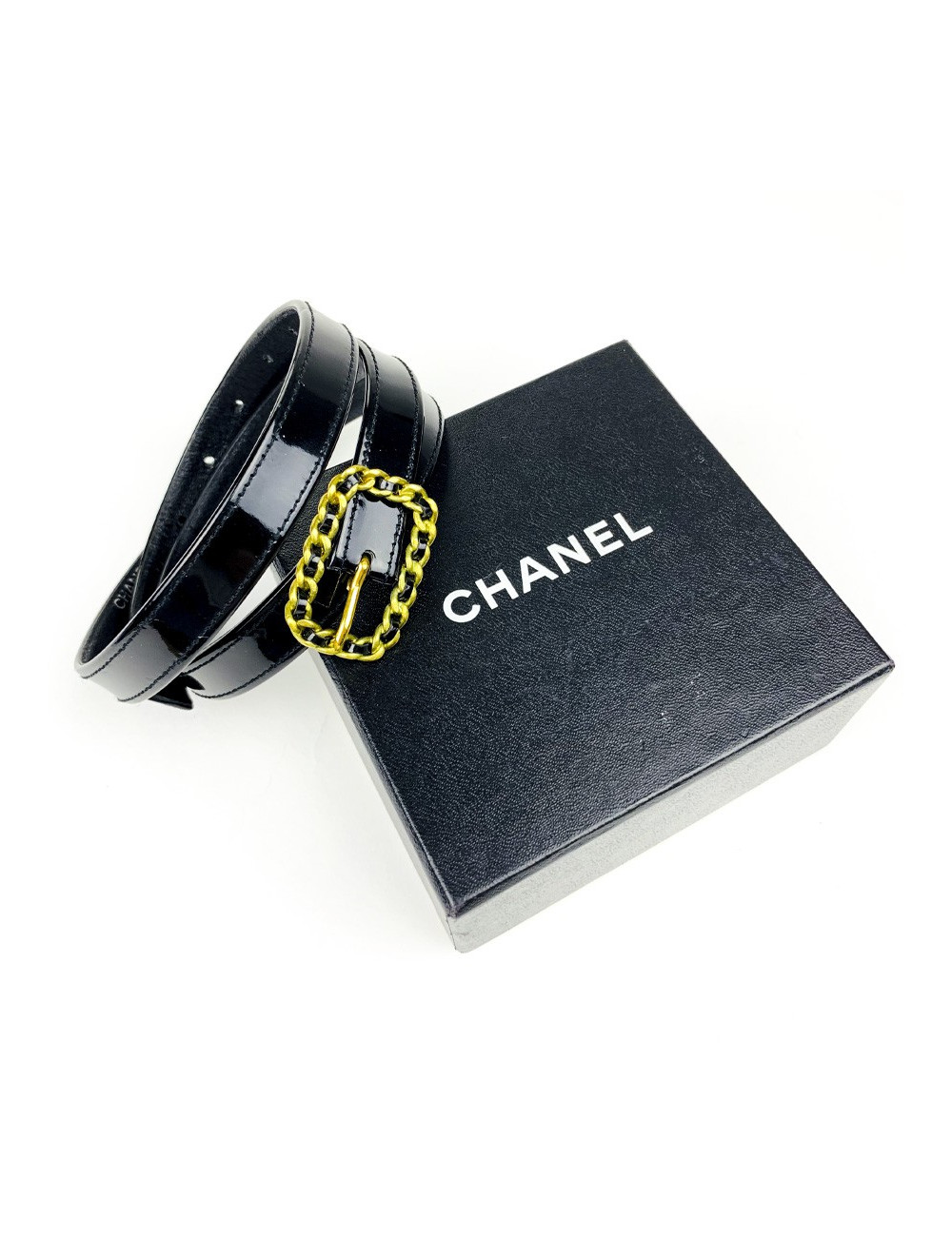 Ceinture fine CHANEL noire T80