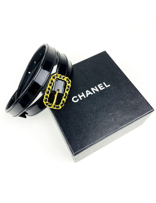 Ceinture fine CHANEL noire T80