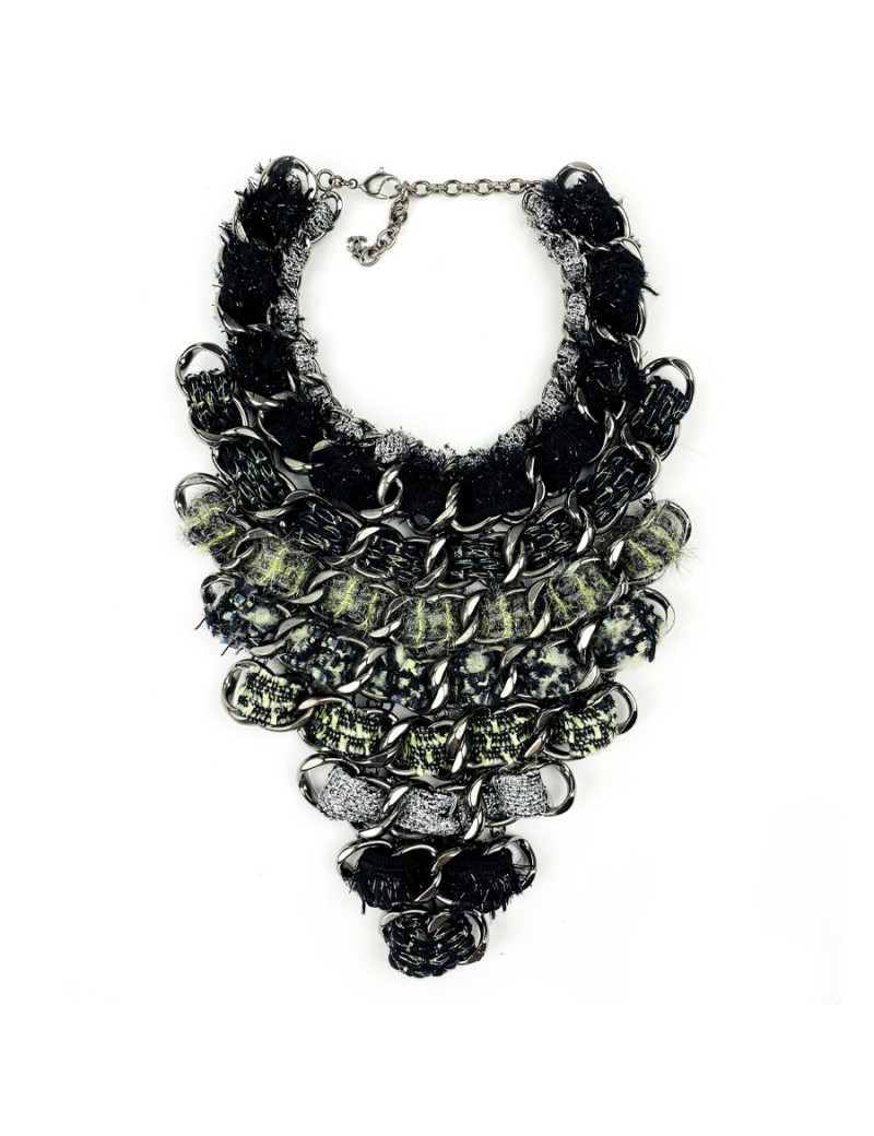 xxx CHANEL Plastron chaines et tweed