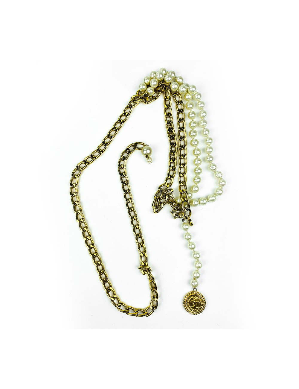 Ceinture CHANEL triple rangs or et perles