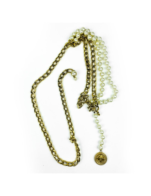 Ceinture CHANEL triple rangs or et perles