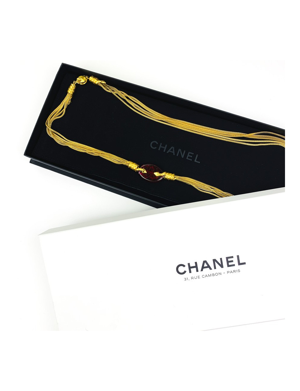 CHANEL Sautoir vintage pâte de verre par Goossens 