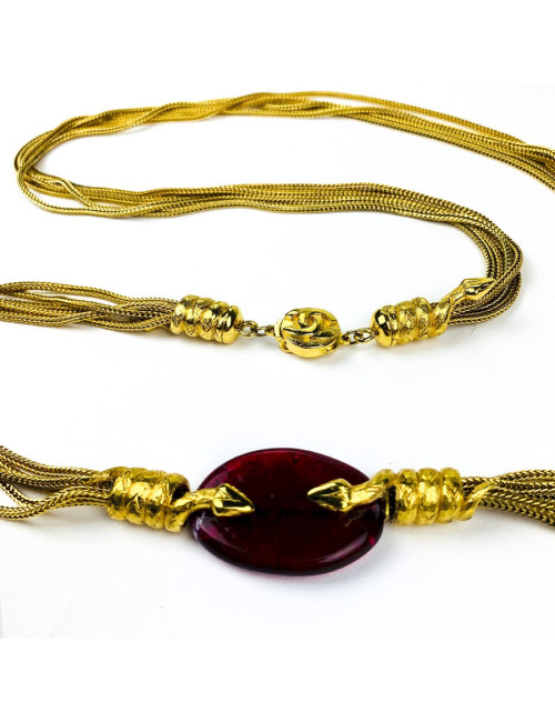 CHANEL Sautoir vintage pâte de verre par Goossens 