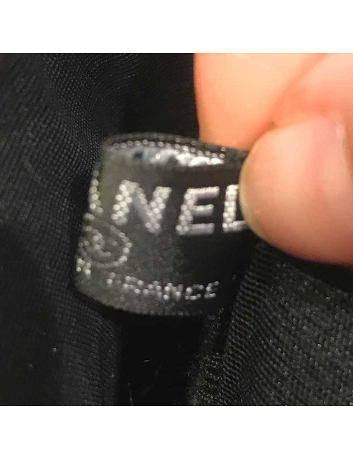 Gants noirs CHANEL TU voile et agneau 