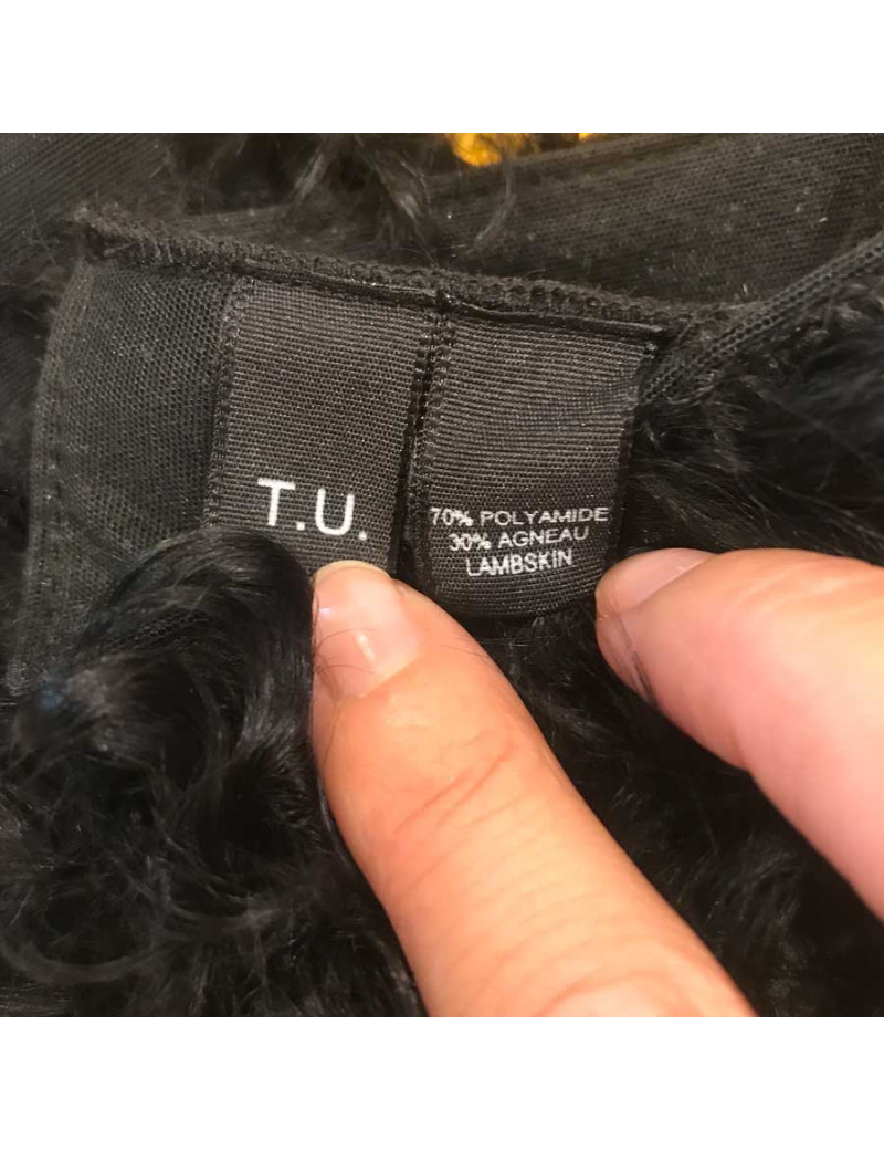 Gants noirs CHANEL TU voile et agneau 